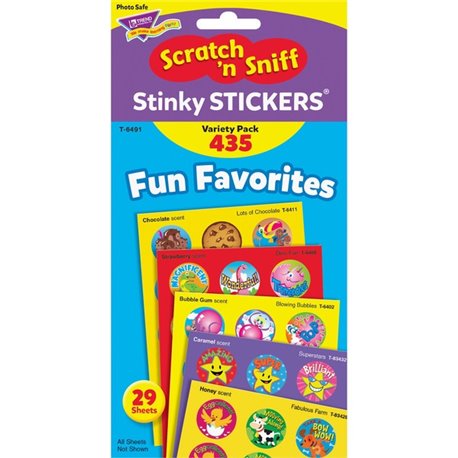 Trend Fun & Fancy Jumbo Pack Stickers - 432 x Round Shape - Self-adhesive - Acid-free, Non-toxic, Photo-safe, Scented - Assorted