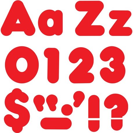 Trend Red 4" Casual Combo Ready Letters Set - Skill Learning: Number, Alphabet, Symbol - 20 x Number, 82 x Lowercase Letters, 50