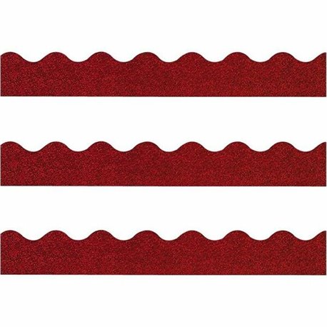 Trend Sparkle Board Trimmers - Rectangle Topped With Waves Shape - Pin-up - 0.10" Height x 2.25" Width x 390" Length - Red - Pap