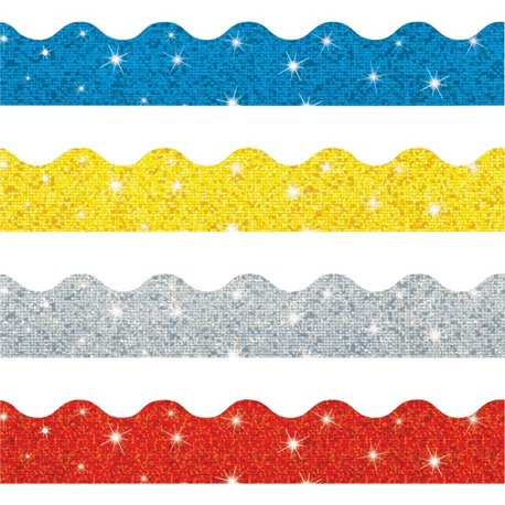 Trend Sparkle Terrific Trimmers Borders - 130 Shape - Blue, Silver, Yellow, Red - 1 / Set