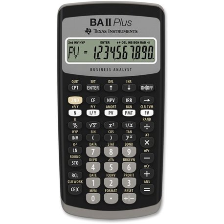 Texas Instruments BA-II Plus Advance Financial Calculator - Power OFF Memory Protection - 1 Line(s) - 10 Digits - LCD - Battery 