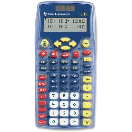 Texas Instruments TI-15 Explorer Elementary Calculator - Auto Power Off, Dual Power, Plastic Key, Impact Resistant Cover - 2 Lin