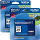 Brother P-touch TZe Laminated Tape Cartridges - 3/8" Width - Rectangle - Clear - 2 / Bundle - Water Resistant - Grease Resistant