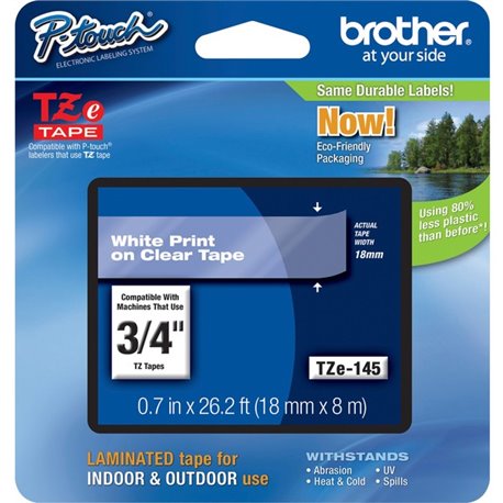 Brother P-Touch TZe Laminated Tape - 3/4" Width - White - 1 Each - Water Resistant - Grease Resistant, Grime Resistant, Temperat