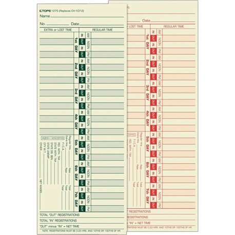 TOPS Bi-Weekly Time Clock Cards - Double Sided Sheet - 3.50" x 9" Sheet Size - Manila - Manila Sheet(s) - 500 / Box