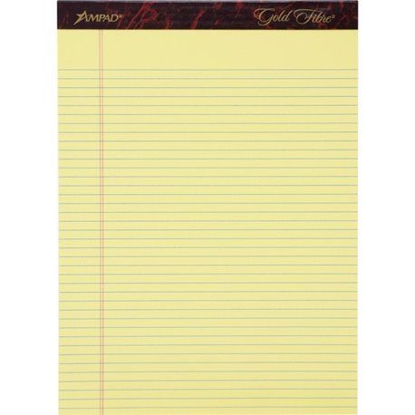 Ampad Gold Fibre Narrow Rule Writing Pads - 50 Sheets - Watermark - Stapled/Glued - 0.25" Ruled - 16 lb Basis Weight - Letter - 