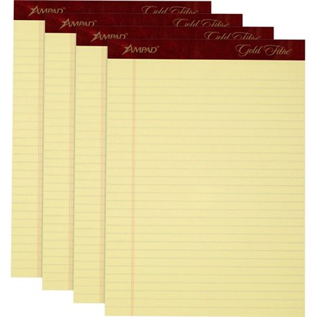 TOPS Gold Fibre Premium Rule Writing Pads - Letter - 50 Sheets - Watermark - Stapled/Glued - 0.34" Ruled - 20 lb Basis Weight - 