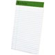 TOPS Recycled Perforated Jr. Legal Rule Pads - 50 Sheets - 0.28" Ruled - 15 lb Basis Weight - 5" x 8" - Environmentally Friendly