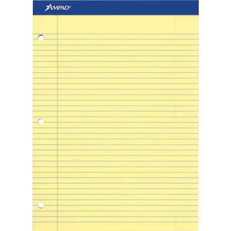 Ampad Double Sheet Writing Pad - 100 Sheets - 0.28" Ruled - 15 lb Basis Weight - Letter - 8 1/2" x 11"8.5" x 11.8" - Canary Yell