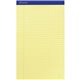 Ampad Writing Pad - 50 Sheets - Stapled - 0.34" Ruled - 15 lb Basis Weight - Legal - 8 1/2" x 14" - Canary Yellow Paper - Dark B