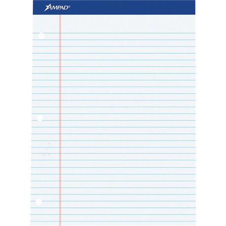 Ampad Double Sheet Writing Pad - 100 Sheets - 0.34" Ruled - 15 lb Basis Weight - Letter - 8 1/2" x 11"8.5" x 11.8" - White Paper