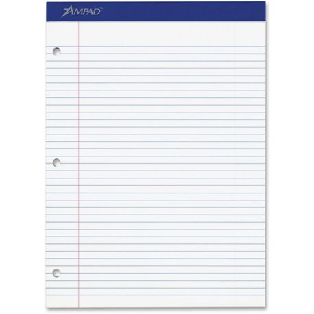 Ampad Double Sheet Writing Pad - 100 Sheets - Stapled - Both Side Ruling Surface - 0.28" Ruled - 15 lb Basis Weight - Letter - 8