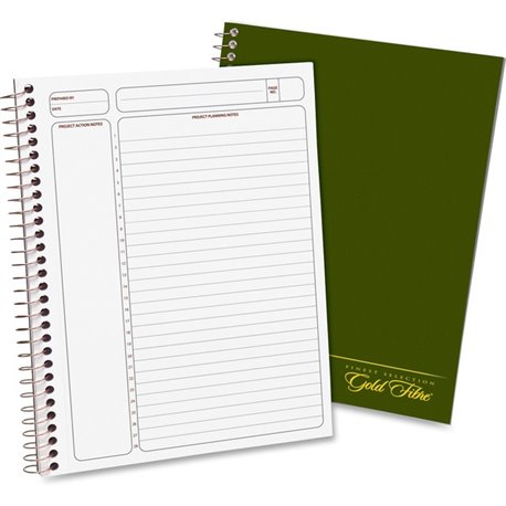 Ampad Gold Fibre Classic Project Planner - Action - White Sheet - Wire Bound - White - Classic Green Cover - 9.5" Height x 7.3" 