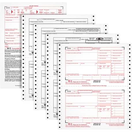 TOPS Carbonless Standard W-2 Tax Forms - 4 Part - 5.50" x 8.50" Sheet Size - White Sheet(s) - 24 / Pack