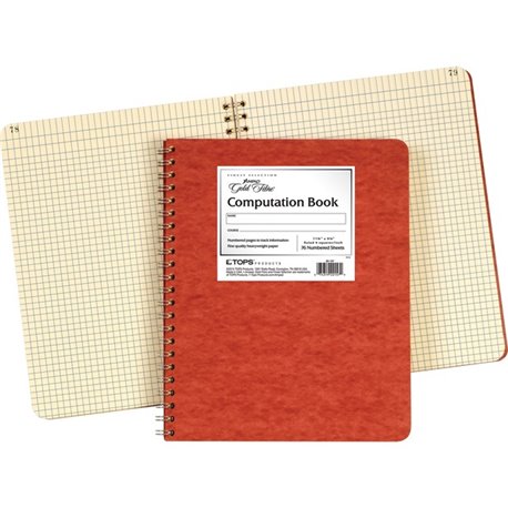 Ampad Retro Computation Notebook - 75 Sheets - Double Wire Spiral - 24 lb Basis Weight - 9 1/4" x 11 3/4" - Ivory Paper - RedPre