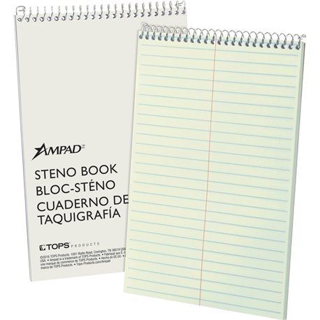 Ampad Kraft Cover Steno Book - 60 Sheets - Wire Bound - Front Ruling Surface - 0.34" Ruled - Gregg Ruled Margin - 15 lb Basis We