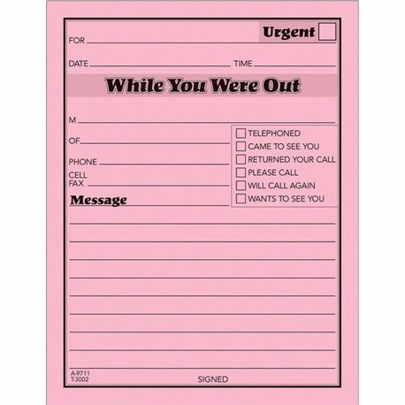 TOPS While You Were Out Message Pads - 50 Sheet(s) - Gummed - 5.50" x 4.25" Sheet Size - Pink - Pink Sheet(s) - Black Print Colo