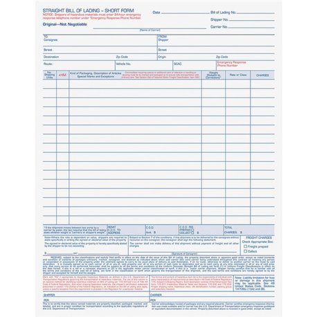 TOPS Bill-of-Lading Snap off 4-part Form Sets - 4 PartCarbonless Copy - 11.44" x 8.50" Sheet Size - White Sheet(s) - Light Blue,