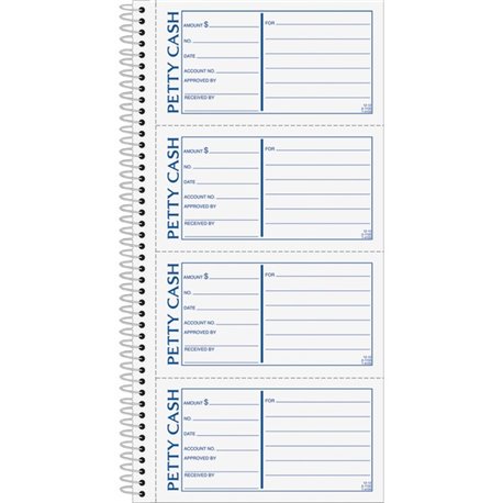 TOPS Duplicate Petty Cash Book - Wire Bound - 2 PartCarbonless Copy - 2.75" x 5" Form Size - 5.50" x 11" Sheet Size - White, Yel