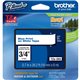 Brother P-Touch TZe Flat Surface Laminated Tape - 45/64" Width - Thermal Transfer - White, Blue - 1 Each - Water Resistant - Gre