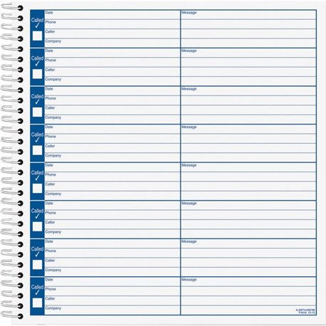 TOPS Spiral Bound Voice Message Log Book - 50 Sheet(s) - 8.25" x 8.50" Sheet Size - White - White Sheet(s) - 1 Each