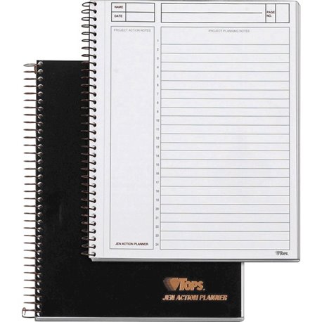 TOPS Action Planner - Action - Julian Dates - 6 3/4" x 8 1/2" Sheet Size - Wire Bound - Chipboard - Black CoverPerforated - 1 Ea