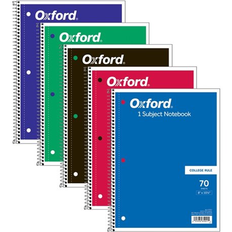 TOPS One-subject Wirebound Notebook - 70 Sheets - Wire Bound - 10 1/2" x 8" - 0.25" x 8" x 10.5" - Assorted Paper - RedCard Stoc