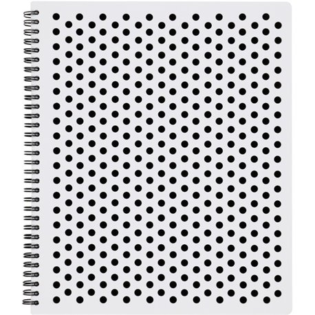 TOPS Polka Dot Design Spiral Notebook - Double Wire Spiral - College Ruled - 3 Hole(s) - 11" x 9" - Black Polka Dot Cover - Micr