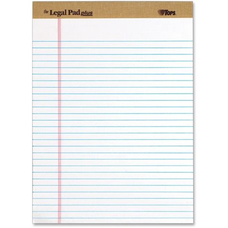 Tops The Legal Pad 71533 Notepad - 50 Sheets - Letter - 8 1/2" x 11" - White Paper - Perforated - 1 Dozen