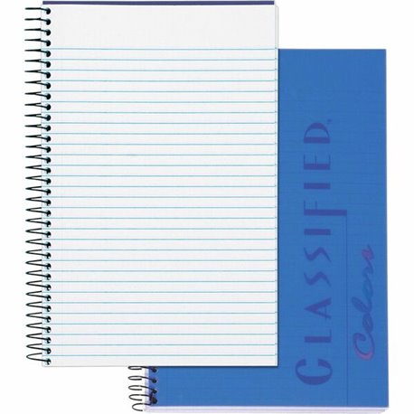 TOPS Classified Business Notebooks - 100 Sheets - 20 lb Basis Weight - 5 1/2" x 8 1/2" - Indigo Paper - IndigoPlastic Cover - He