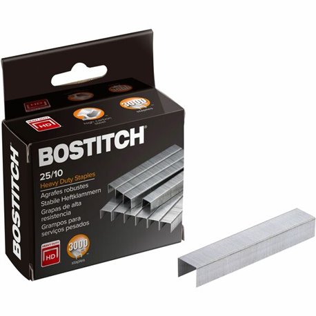 Bostitch Heavy-Duty Staples - 125 Per Strip - High Capacity - 3/8" Leg - 1/2" Crown - Holds 65 Sheet(s) - Silver - 2.5" Height x