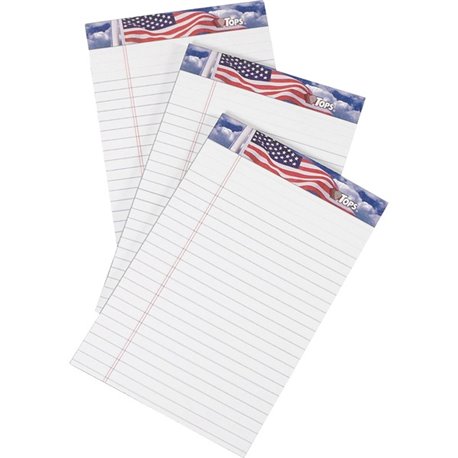 TOPS American Pride Binding Legal Writing Tablet - Jr.Legal - 50 Sheets - Strip - 16 lb Basis Weight - Jr.Legal - 5" x 8" - Whit