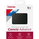 Toshiba Canvio Advance HDTCA10XK3AA 1 TB Portable Hard Drive - External - Black - USB 3.0