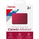 Toshiba Canvio Advance HDTCA20XR3AA 2 TB Portable Hard Drive - External - Red - USB 3.0