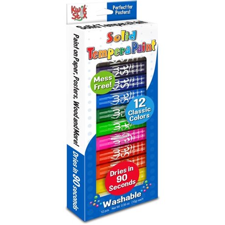 The Pencil Grip Kwik Stix 12-color Solid Tempera Paint - 12 / Set - Red, Black, Blue, Yellow, Brown, Green