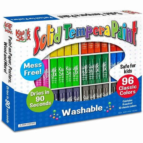 The Pencil Grip Kwik Stix 96-Piece Tempera Paint Sticks - 96 / Box - Assorted