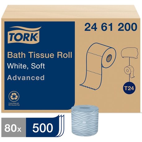 Tork Advanced Bath Tissue Roll, 2-Ply - 2 Ply - 3.96" x 156.25 ft - 500 Sheets/Roll - 4.35" Roll Diameter - White - Soft, Emboss