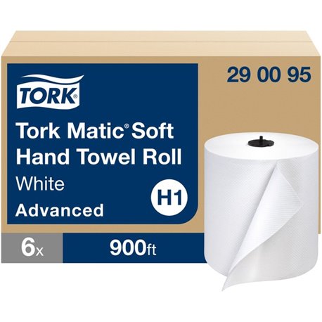 Tork Matic Hand Towel Roll White H1 - Tork Matic Soft Hand Towel Roll, White, Advanced, H1, Long-Lasting, High Absorbency, High 