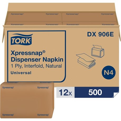 Tork Xpressnap Natural Dispenser Napkin N4 - Tork Xpressnap Natural Dispenser Napkin N4, Universal, Interfold 1-ply, 13" x 8.5" 