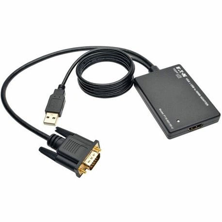 Eaton Tripp Lite Series VGA to HDMI Active Adapter Cable with Audio and USB Power (M/F), 1080p, 6 in. (15.2 cm) - Functions: Sig