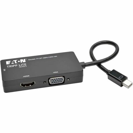 Eaton Tripp Lite Series Keyspan Mini DisplayPort to VGA/DVI/HDMI All-in-One Video Converter Adapter, 4K 30Hz HDMI, DP1.2, Black,