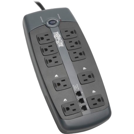 Tripp Lite by Eaton Protect It! 10-Outlet Surge Protector, 8 ft. (2.43 m) Cord with Right-Angle Plug, 2395 Joules, Tel/DSL Prote