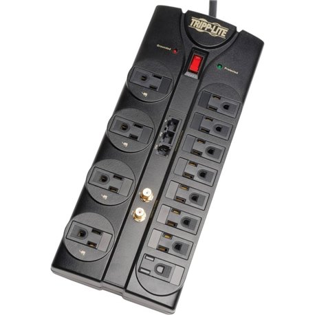 Tripp Lite by Eaton Protect It! 12-Outlet Surge Protector, 8 ft. (2.43 m) Cord, 2880 Joules, Tel/Modem/Coaxial/Ethernet Protecti