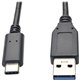 Eaton Tripp Lite Series USB-C to USB-A Cable (M/M), USB 3.2 Gen 1 (5 Gbps), Thunderbolt 3 Compatible, 3 ft. (0.91 m) - USB for S