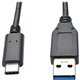 Eaton Tripp Lite Series USB-C to USB-A Cable (M/M), USB 3.2 Gen 2 (10 Gbps), Thunderbolt 3 Compatible, 3 ft. (0.91 m) - 3 ft USB