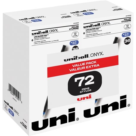 uniball Onyx Rollerball Pens - 0.7 mm Pen Point Size - Conical Pen Point Style - Blue - 72 / Pack