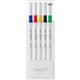 uni EMOTT Fine Line Marker Pens - Assorted Water Based Ink - Plastic Tip - 5 / Set