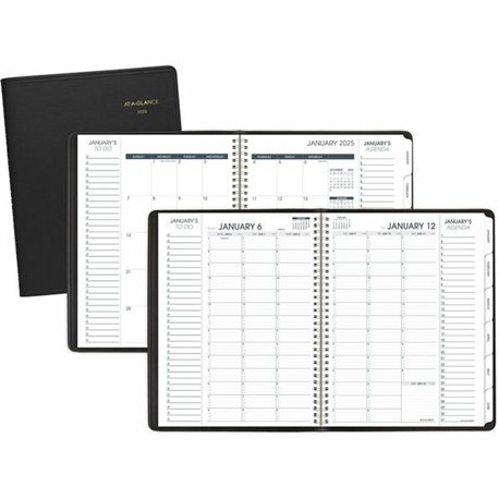 At-A-Glance Triple View Appointment Book - Large Size - Julian Dates - Weekly, Monthly - 1 Year - January 2025 - December 2025 -