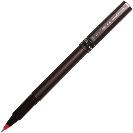 uniball Deluxe Rollerball Pens - Micro Pen Point - 0.5 mm Pen Point Size - Red - Gray Barrel - 1 Dozen