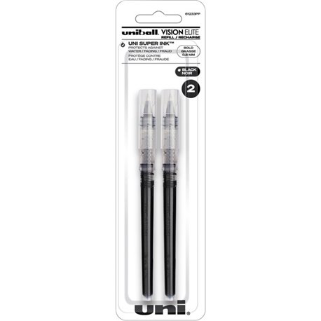 uniball Vision Elite Rollerball Pen Refills - 0.80 mm, Bold Point - Black Ink - Water Resistant, Fade Resistant, Super Ink - 1 /